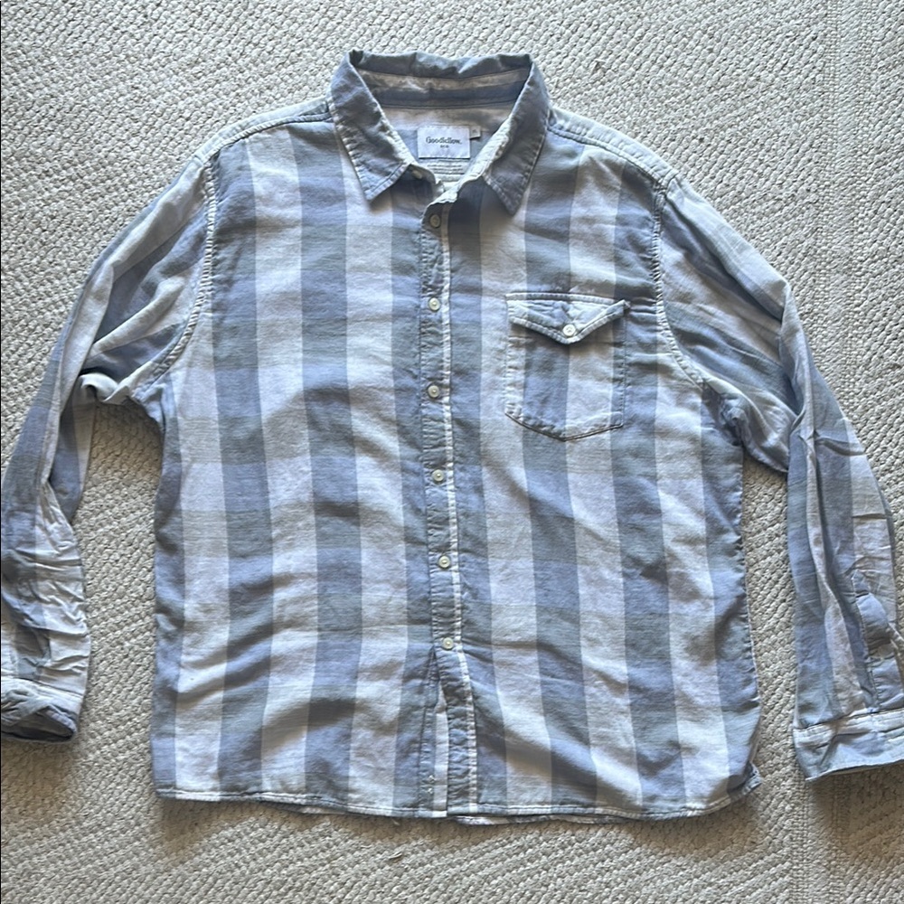 Goodfellow Blue and White Casual Button Down Shirt xl